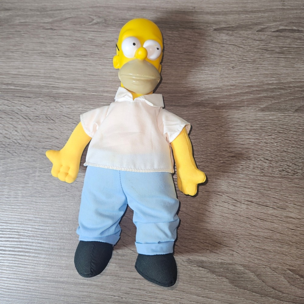 Vintage Homer Simpson Plush 12" Vinyl Head Mattel 1990s The Simpsons Toy Figure